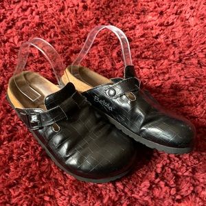 Birkenstock Leather Black Clogs 39 Betula